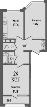 Продается 2-комн. квартира, 50.01 м²