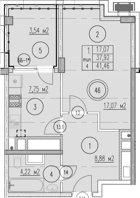 Продается 1-комн. квартира, 37.92 м²