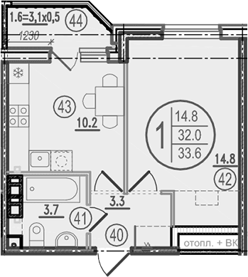 Продается 1-комн. квартира, 32 м²