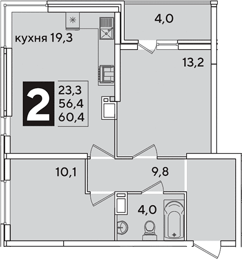 Продается 3-комн. квартира, 56.4 м²