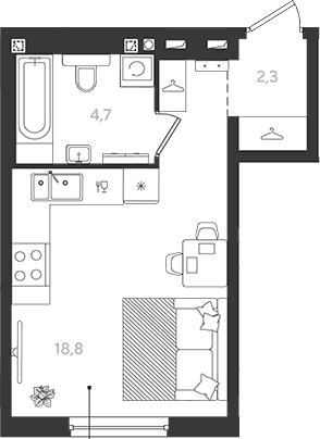 Продается 1-комн. квартира, 25.8 м²