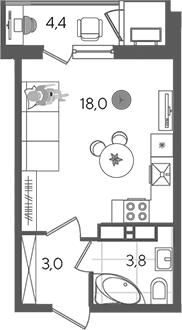 Продается 1-комн. квартира, 24.8 м²
