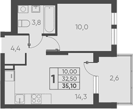Продается 1-комн. квартира, 32.5 м²