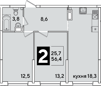 Продается 3-комн. квартира, 56.4 м²