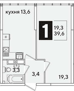 Продается 1-комн. квартира, 39.6 м²