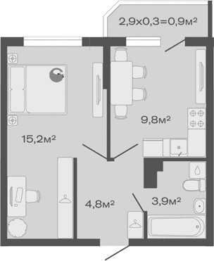 Продается 1-комн. квартира, 33.7 м²