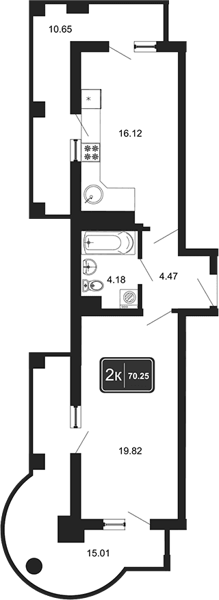 Продается 1-комн. квартира, 44.59 м²