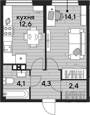 Продается 1-комн. квартира, 37.5 м²