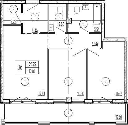 Продается 2-комн. квартира, 68.72 м²