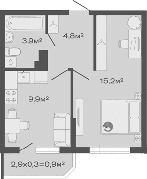 Продается 1-комн. квартира, 33.8 м²