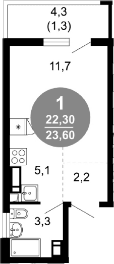 Продается 1-комн. квартира, 22.3 м²