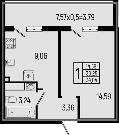Продается 1-комн. квартира, 30.25 м²