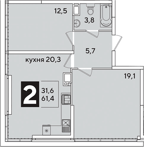 Продается 3-комн. квартира, 61.4 м²