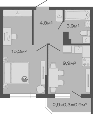 Продается 1-комн. квартира, 33.8 м²