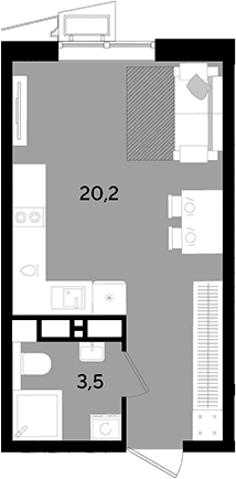 Продается 1-комн. квартира, 23.7 м²