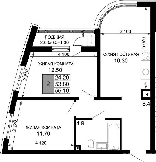 Продается 3-комн. квартира, 53.8 м²