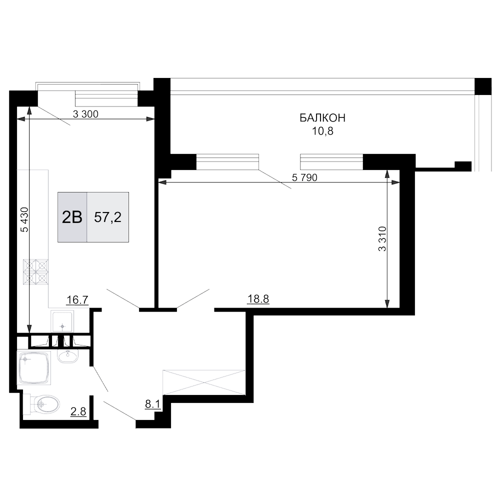 Продается 2-комн. квартира, 46.4 м²