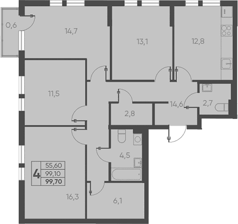 Продается 4-комн. квартира, 99.1 м²