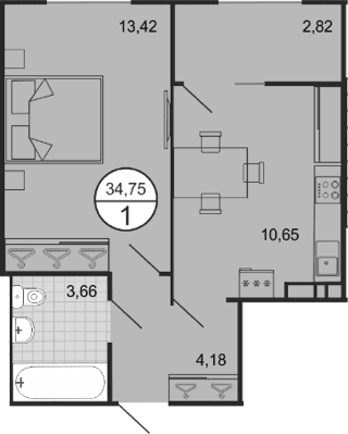 Продается 1-комн. квартира, 31.97 м²