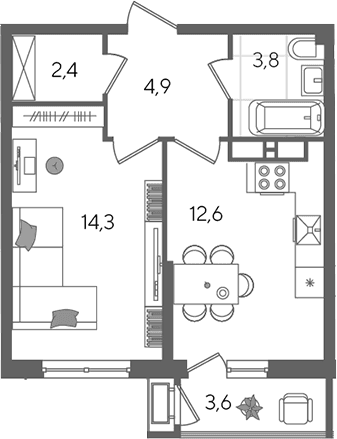 Продается 1-комн. квартира, 41 м²