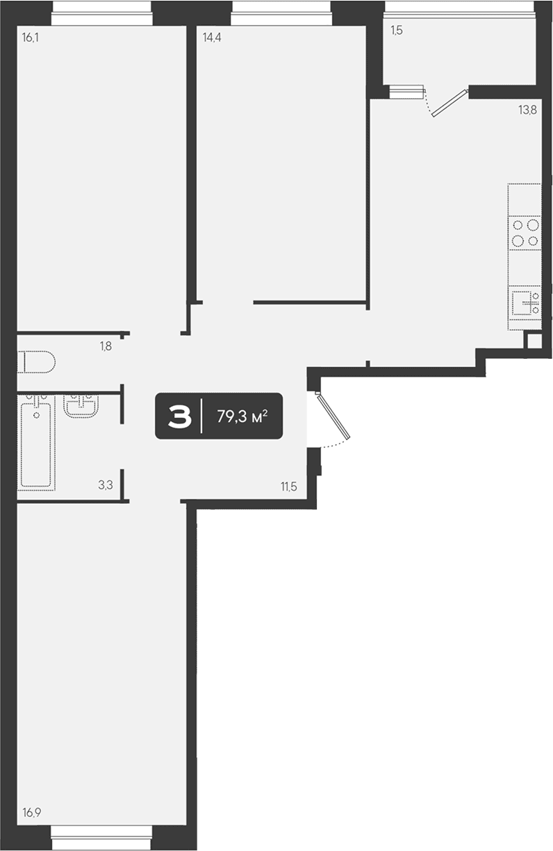 Продается 3-комн. квартира, 77.8 м²