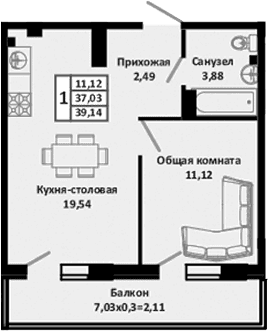 Продается 2-комн. квартира, 38.2 м²