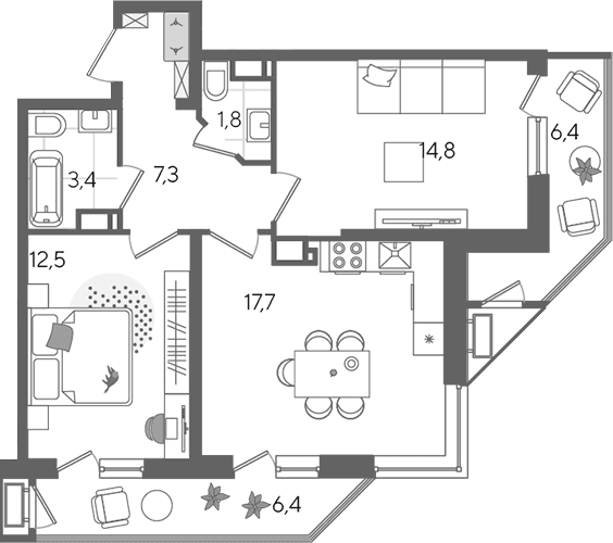 Продается 3-комн. квартира, 57.5 м²