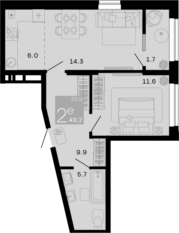 Продается 2-комн. квартира, 47.5 м²