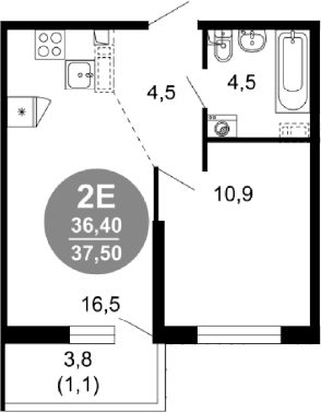 Продается 2-комн. квартира, 36.4 м²
