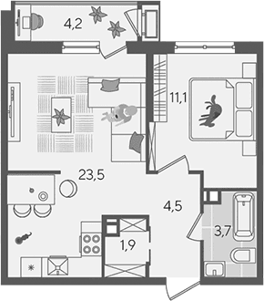 Продается 2-комн. квартира, 44.7 м²