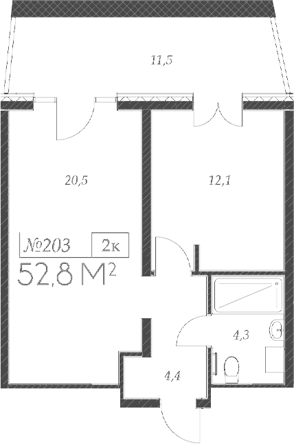 Продается 2-комн. квартира, 41.3 м²