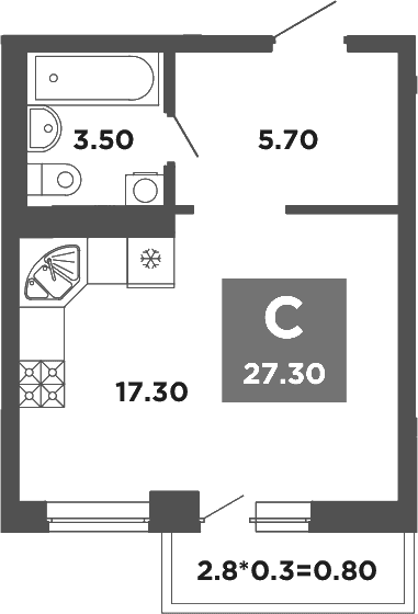 Продается 1-комн. квартира, 26.5 м²