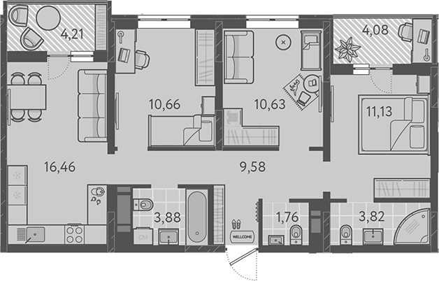 Продается 4-комн. квартира, 67.92 м²