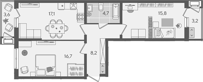 Продается 3-комн. квартира, 62.5 м²