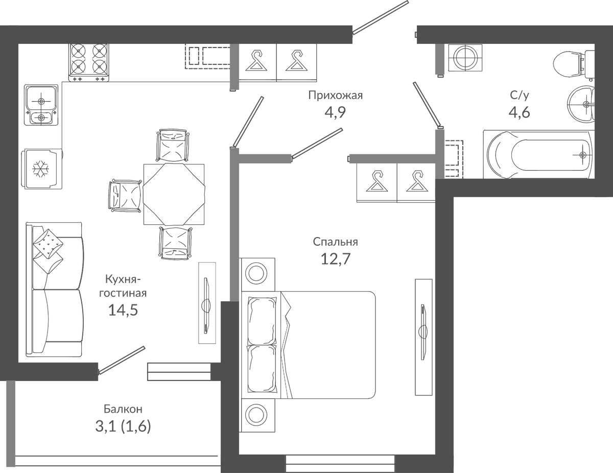 Продается 1-комн. квартира, 36.7 м²