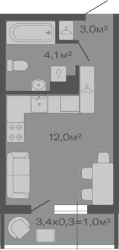 Продается 1-комн. квартира, 19.1 м²