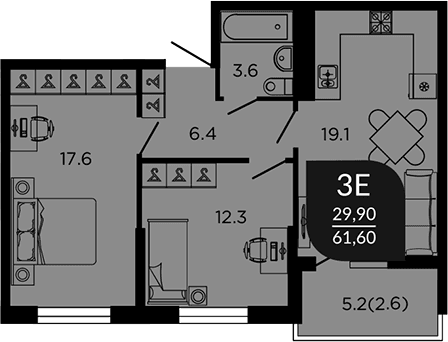 Продается 3-комн. квартира, 60.65 м²