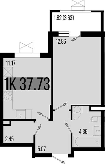Продается 1-комн. квартира, 35.91 м²