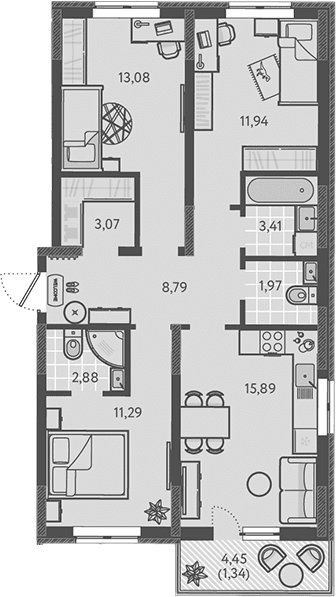 Продается 4-комн. квартира, 71.21 м²