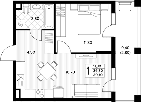 Продается 1-комн. квартира, 36.3 м²