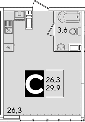 Продается 1-комн. квартира, 29.9 м²