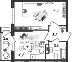 Продается 1-комн. квартира, 32.9 м²