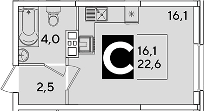 Продается 1-комн. квартира, 22.6 м²