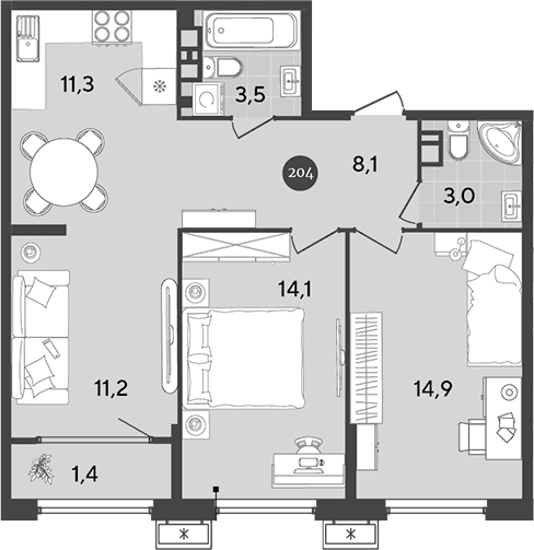Продается 3-комн. квартира, 66.1 м²