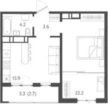 Продается 2-комн. квартира, 44.85 м²