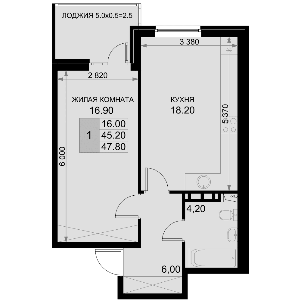 Продается 2-комн. квартира, 45.3 м²