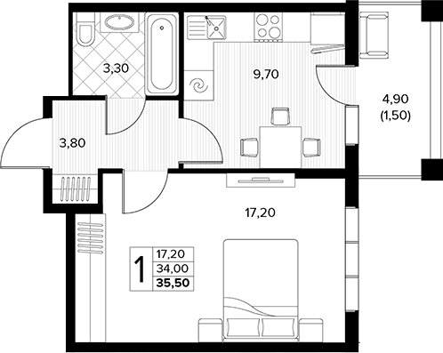 Продается 1-комн. квартира, 34 м²