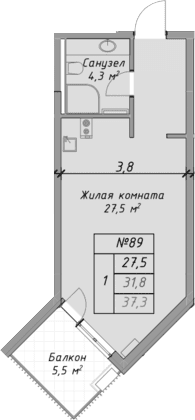 Продается 1-комн. квартира, 31.8 м²