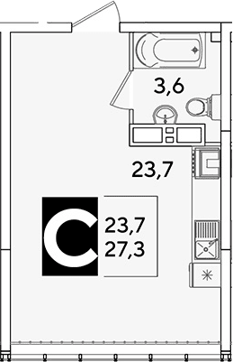 Продается 1-комн. квартира, 27.3 м²