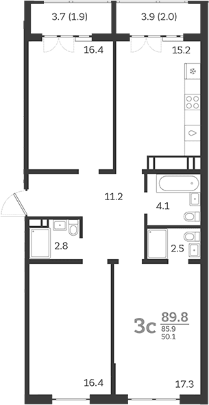 Продается 4-комн. квартира, 85.9 м²